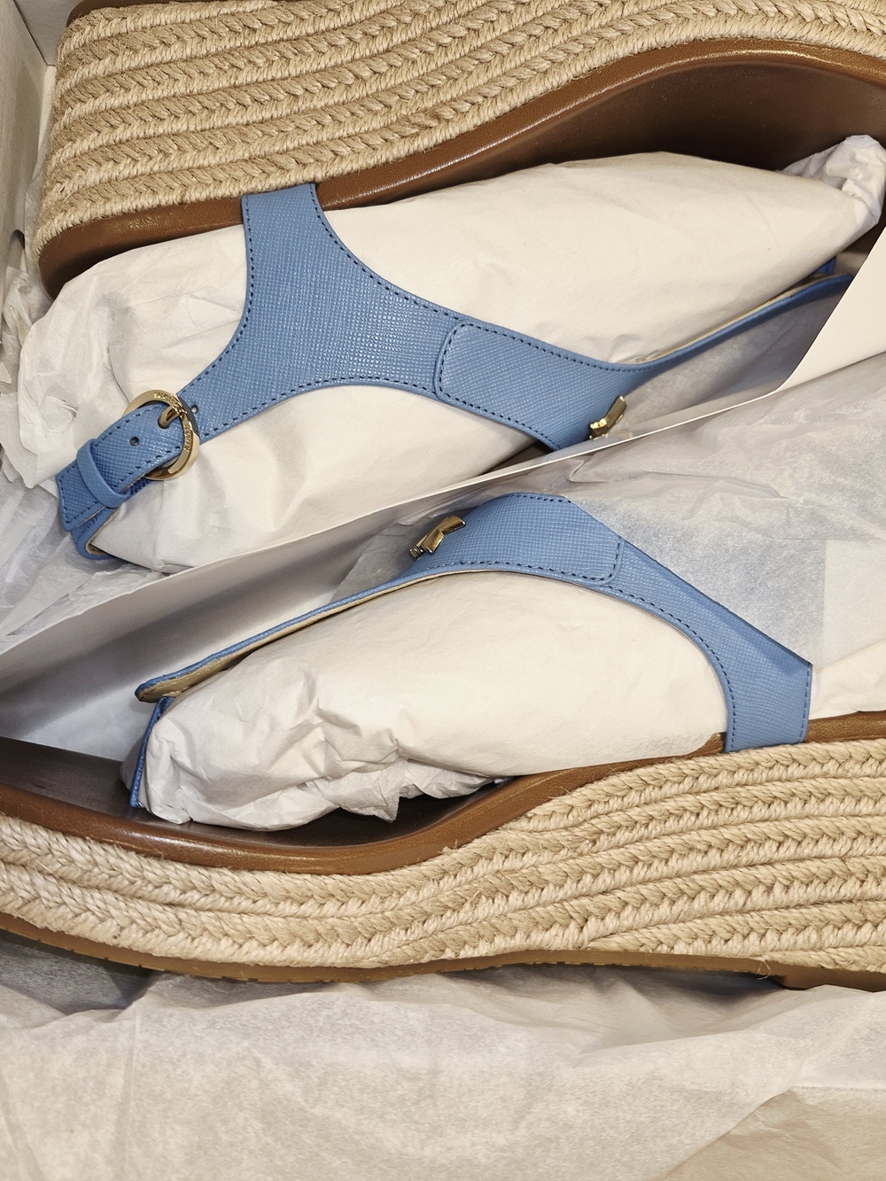 Michael Kors Light Blue Espadrille Wedge Sandals